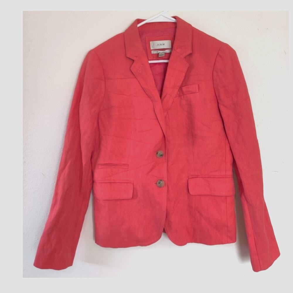 J Crew Schoolboy Structured Blazer SZ 2 Coral Fully Lined Spring Preppy Academic